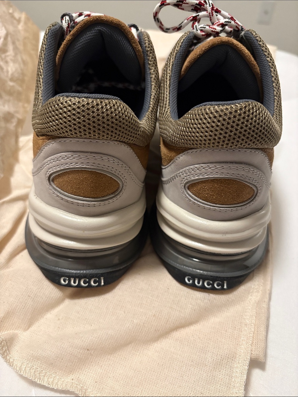 Gucci womans runners ( Chunky Sneakers in Taupe, Brown and Olive) - Picture 3 of 5